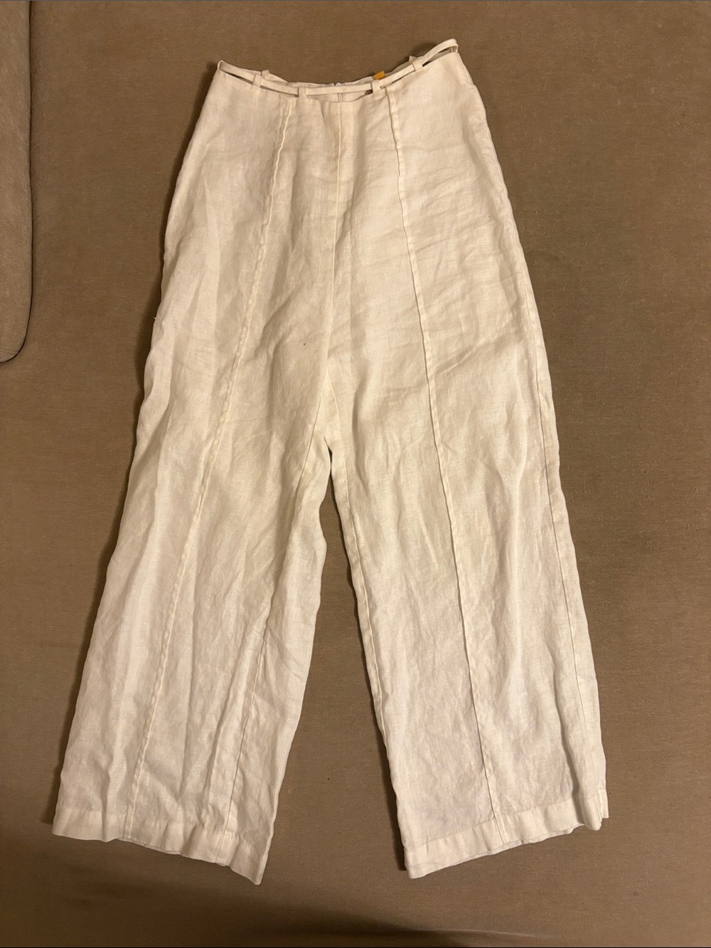 VRG GRL White Linen Wide-Leg Pants